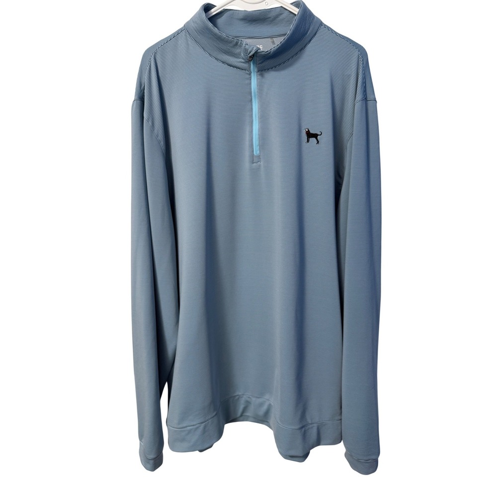 Black Dog Outfitters Quarter Zip Mens XL Blue Striped Logo
